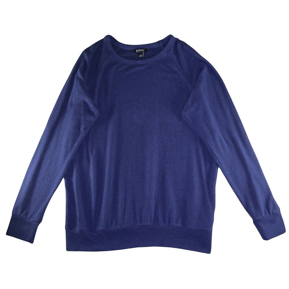 Buffalo David Bitton Women's Cozy Long Sleeve Sweatshirt Blue Size Small Soft S
